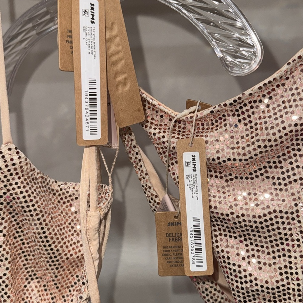 🔥 NWT (SET) LIMITED EDITION SKIMS Sequin 2 PC (Top & Bottom) CLAY - Picture 8 of 13
